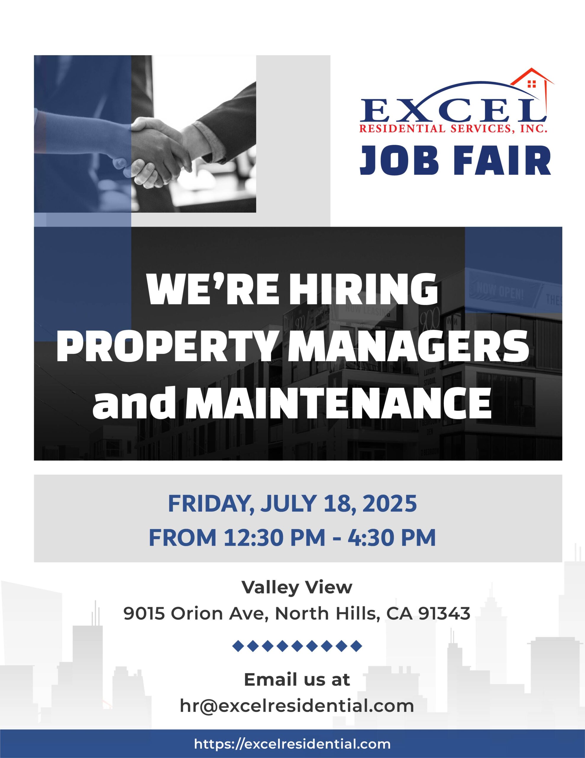 Excel Residential Services Job Fair - We're Hiring Property Managers and Maintenance - June 18th & 19th, 2025 from 9 AM - 5 PM